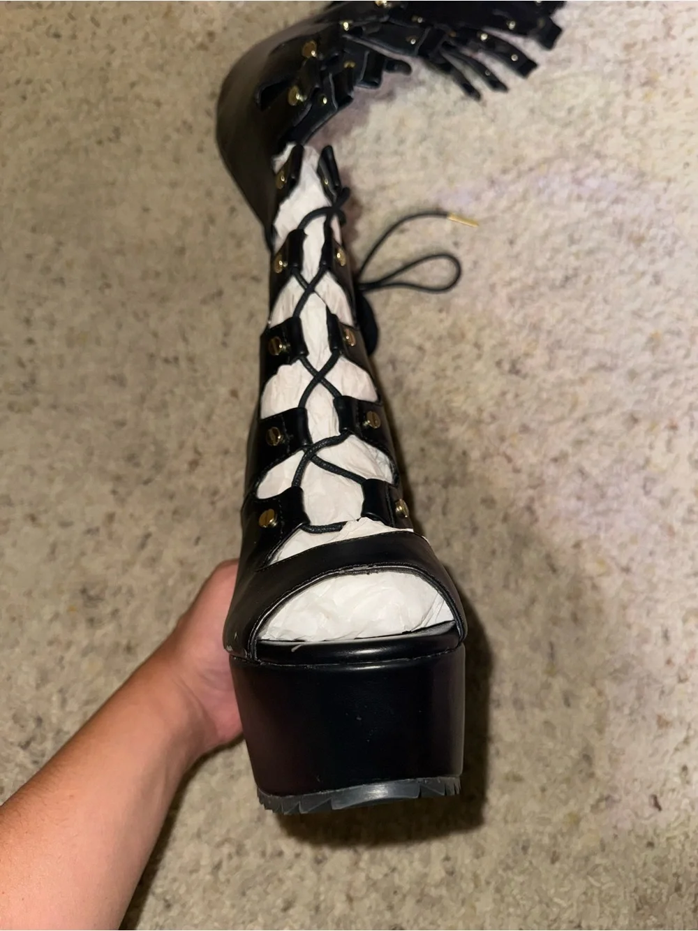 NWT Nelly Bernal “Anarchy” Thigh-High Platform Boots – Size 8